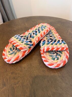 Loeffler Randall Multicolor Braided Rope Slide Sandals 8